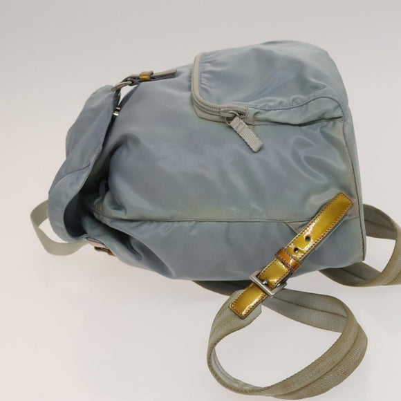 PRADA Backpack Nylon Light Blue Silver Auth 129415