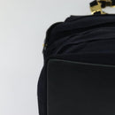 Salvatore Ferragamo Chain Shoulder Bag Canvas Navy Gold Auth 129418-12