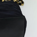 Salvatore Ferragamo Chain Shoulder Bag Canvas Navy Gold Auth 129418-13