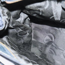 Salvatore Ferragamo Chain Shoulder Bag Canvas Navy Gold Auth 129418-17