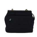 Salvatore Ferragamo Chain Shoulder Bag Canvas Navy Gold Auth 129418-2