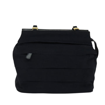 Salvatore Ferragamo Chain Shoulder Bag Canvas Navy Gold Auth 129418 - 0