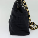 Salvatore Ferragamo Chain Shoulder Bag Canvas Navy Gold Auth 129418-4