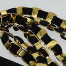 Salvatore Ferragamo Chain Shoulder Bag Canvas Navy Gold Auth 129418-8