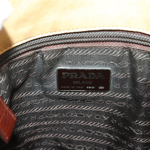 PRADA Shoulder Bag Leather Beige Auth 129420