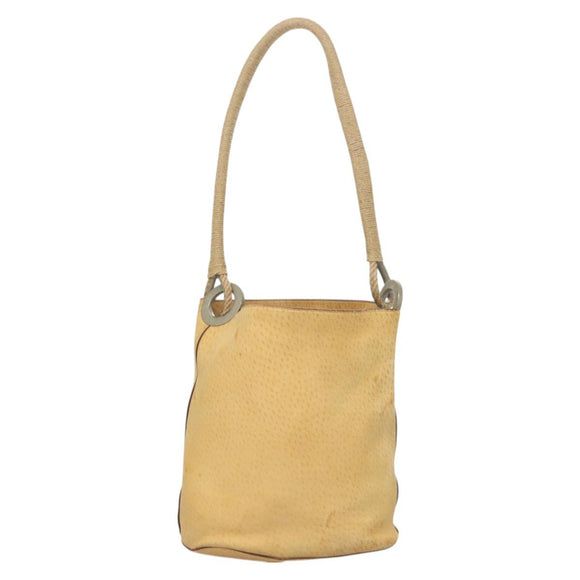 PRADA Shoulder Bag Leather Beige Auth 129420