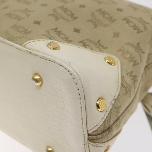 MCM Vicetos Logogram Shoulder Bag Canvas Beige Gold Auth 129427