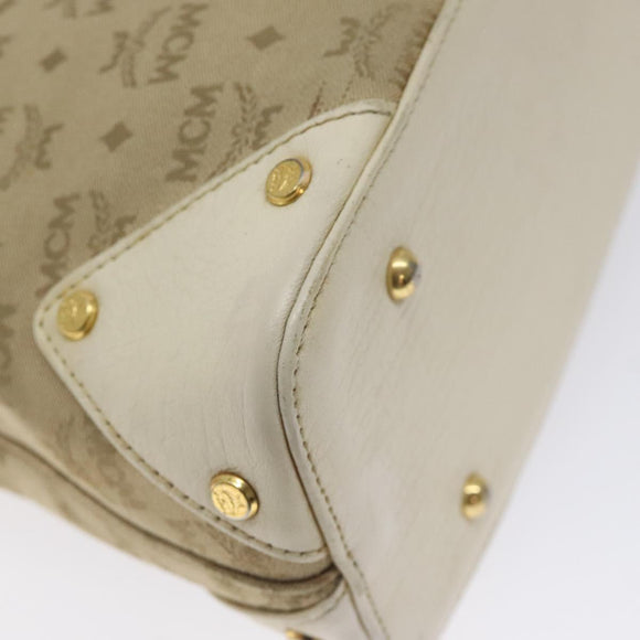 MCM Vicetos Logogram Shoulder Bag Canvas Beige Gold Auth 129427