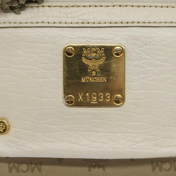 MCM Vicetos Logogram Shoulder Bag Canvas Beige Gold Auth 129427