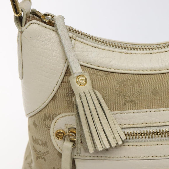 MCM Vicetos Logogram Shoulder Bag Canvas Beige Gold Auth 129427