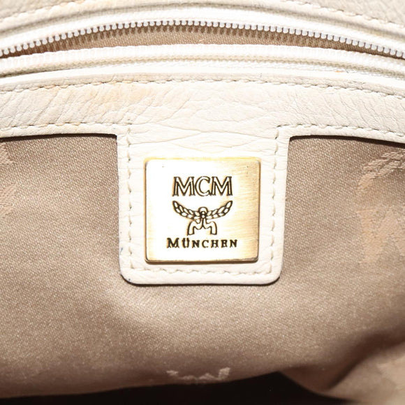 MCM Vicetos Logogram Shoulder Bag Canvas Beige Gold Auth 129427