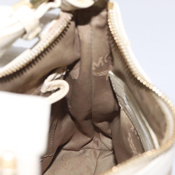 MCM Vicetos Logogram Shoulder Bag Canvas Beige Gold Auth 129427