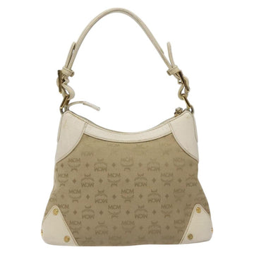 MCM Vicetos Logogram Shoulder Bag Canvas Beige Gold Auth 129427 - 0