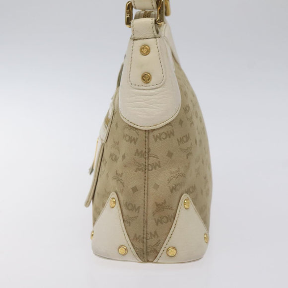 MCM Vicetos Logogram Shoulder Bag Canvas Beige Gold Auth 129427