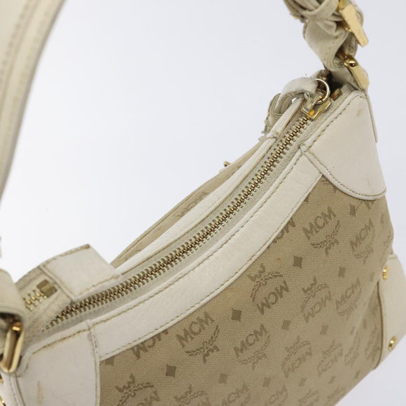 MCM Vicetos Logogram Shoulder Bag Canvas Beige Gold Auth 129427