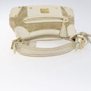 MCM Vicetos Logogram Shoulder Bag Canvas Beige Gold Auth 129427-7