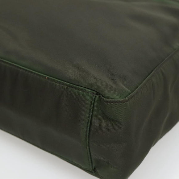 PRADA Shoulder Bag Nylon Khaki Silver Auth 129429