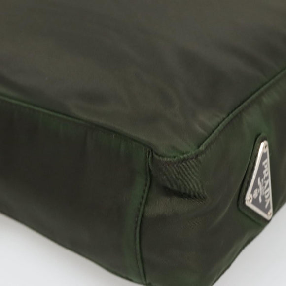 PRADA Shoulder Bag Nylon Khaki Silver Auth 129429