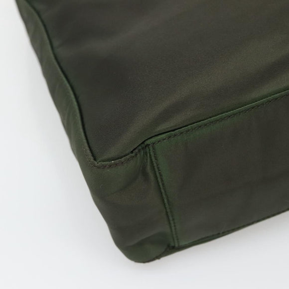 PRADA Shoulder Bag Nylon Khaki Silver Auth 129429