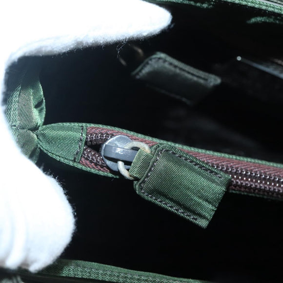 PRADA Shoulder Bag Nylon Khaki Silver Auth 129429