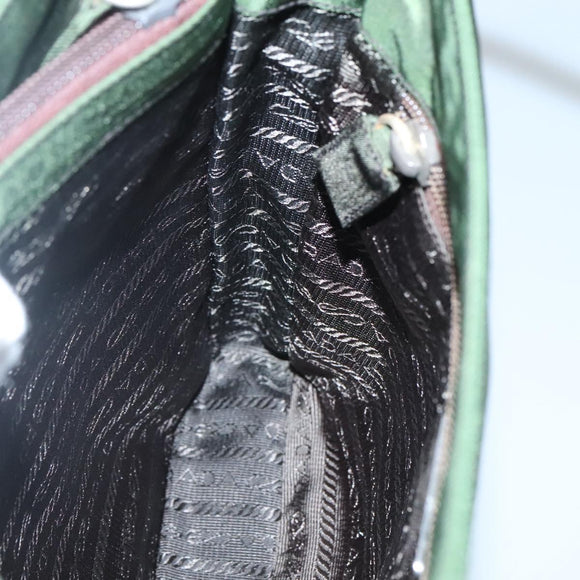 PRADA Shoulder Bag Nylon Khaki Silver Auth 129429