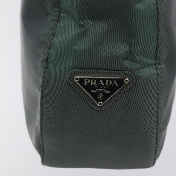 PRADA Shoulder Bag Nylon Green Silver Auth 129439