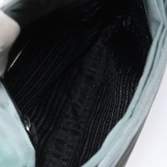 PRADA Shoulder Bag Nylon Green Silver Auth 129439