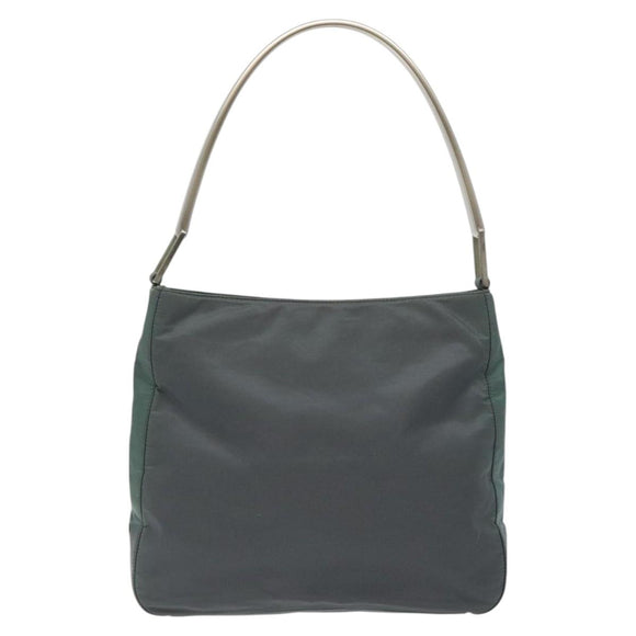 PRADA Shoulder Bag Nylon Green Silver Auth 129439