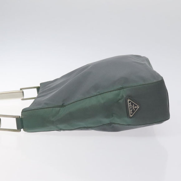 PRADA Shoulder Bag Nylon Green Silver Auth 129439