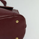 MCM Studs Hand Bag Leather 2way Bordeaux Gold Auth 129455-11