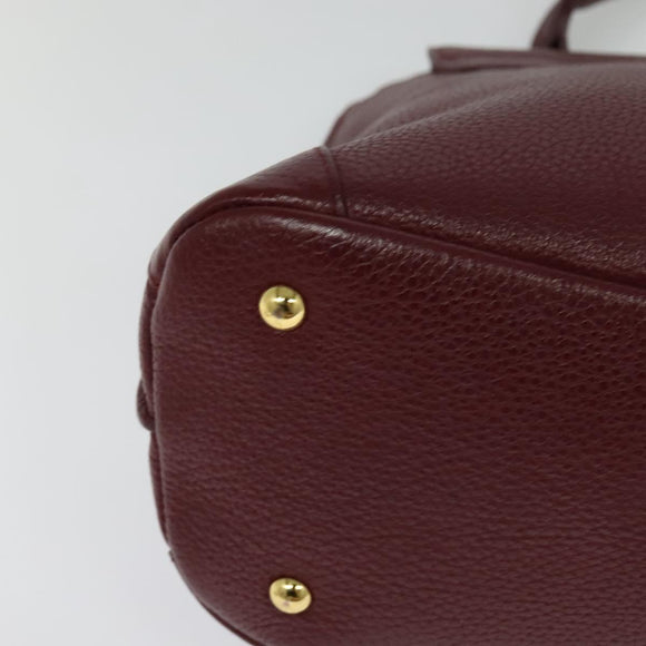 MCM Studs Hand Bag Leather 2way Bordeaux Gold Auth 129455