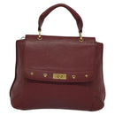MCM Studs Hand Bag Leather 2way Bordeaux Gold Auth 129455-2