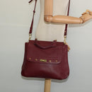 MCM Studs Hand Bag Leather 2way Bordeaux Gold Auth 129455-23