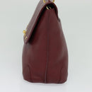 MCM Studs Hand Bag Leather 2way Bordeaux Gold Auth 129455-5