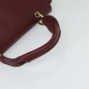 MCM Studs Hand Bag Leather 2way Bordeaux Gold Auth 129455-7