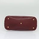 MCM Studs Hand Bag Leather 2way Bordeaux Gold Auth 129455-9
