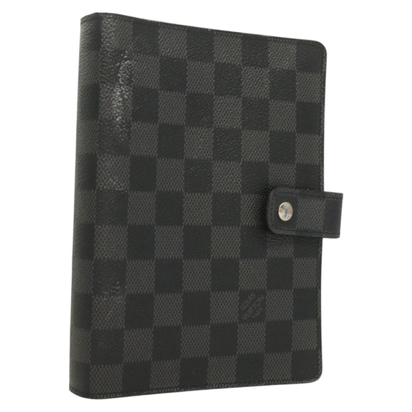 LOUIS VUITTON Damier Graphite Agenda MM Day Planner Cover R20242 LV Auth 129464