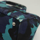 PRADA Canapa MM Hand Bag Canvas Blue Silver Camouflage Auth 129470-13
