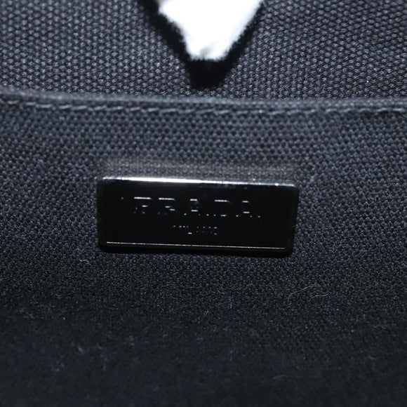 PRADA Canapa MM Hand Bag Canvas Blue Silver Camouflage Auth 129470