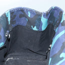 PRADA Canapa MM Hand Bag Canvas Blue Silver Camouflage Auth 129470-17