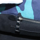 PRADA Canapa MM Hand Bag Canvas Blue Silver Camouflage Auth 129470-21