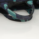 PRADA Canapa MM Hand Bag Canvas Blue Silver Camouflage Auth 129470-7