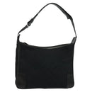 GUCCI GG Canvas Shoulder Bag Black Silver 001 4205 Auth 129471-1