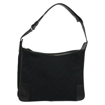 GUCCI GG Canvas Shoulder Bag Black Silver 001 4205 Auth 129471