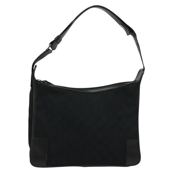 GUCCI GG Canvas Shoulder Bag Black Silver 001 4205 Auth 129471
