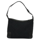 GUCCI GG Canvas Shoulder Bag Black Silver 001 4205 Auth 129471-2