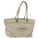 GUCCI GG Canvas Guccissima Tote Bag Leather White Gold 145993 Auth 129473-1