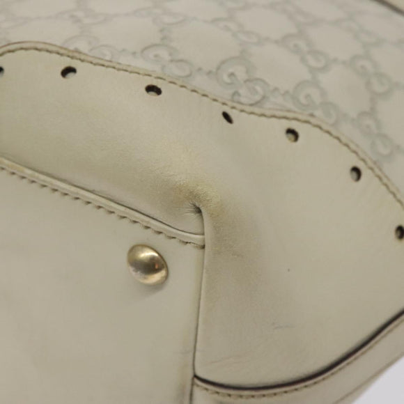 GUCCI GG Canvas Guccissima Tragetasche Leder Weiß Gold 145993 Auth 129473
