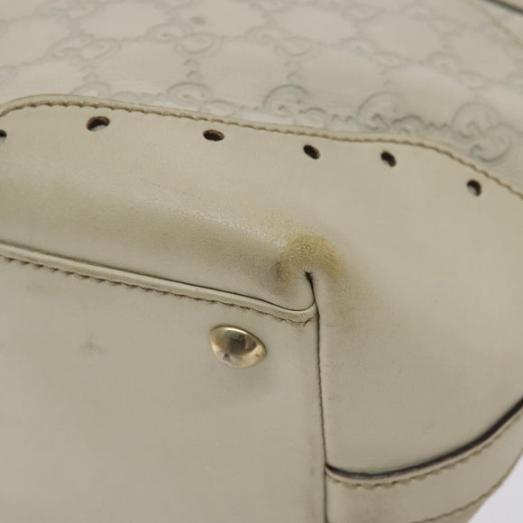 GUCCI GG Canvas Guccissima Tote Bag Leather White Gold 145993 Auth 129473