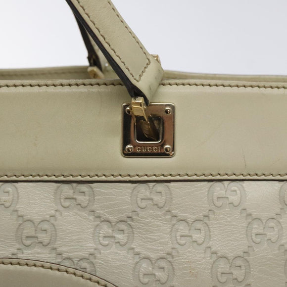 GUCCI GG Canvas Guccissima Tragetasche Leder Weiß Gold 145993 Auth 129473